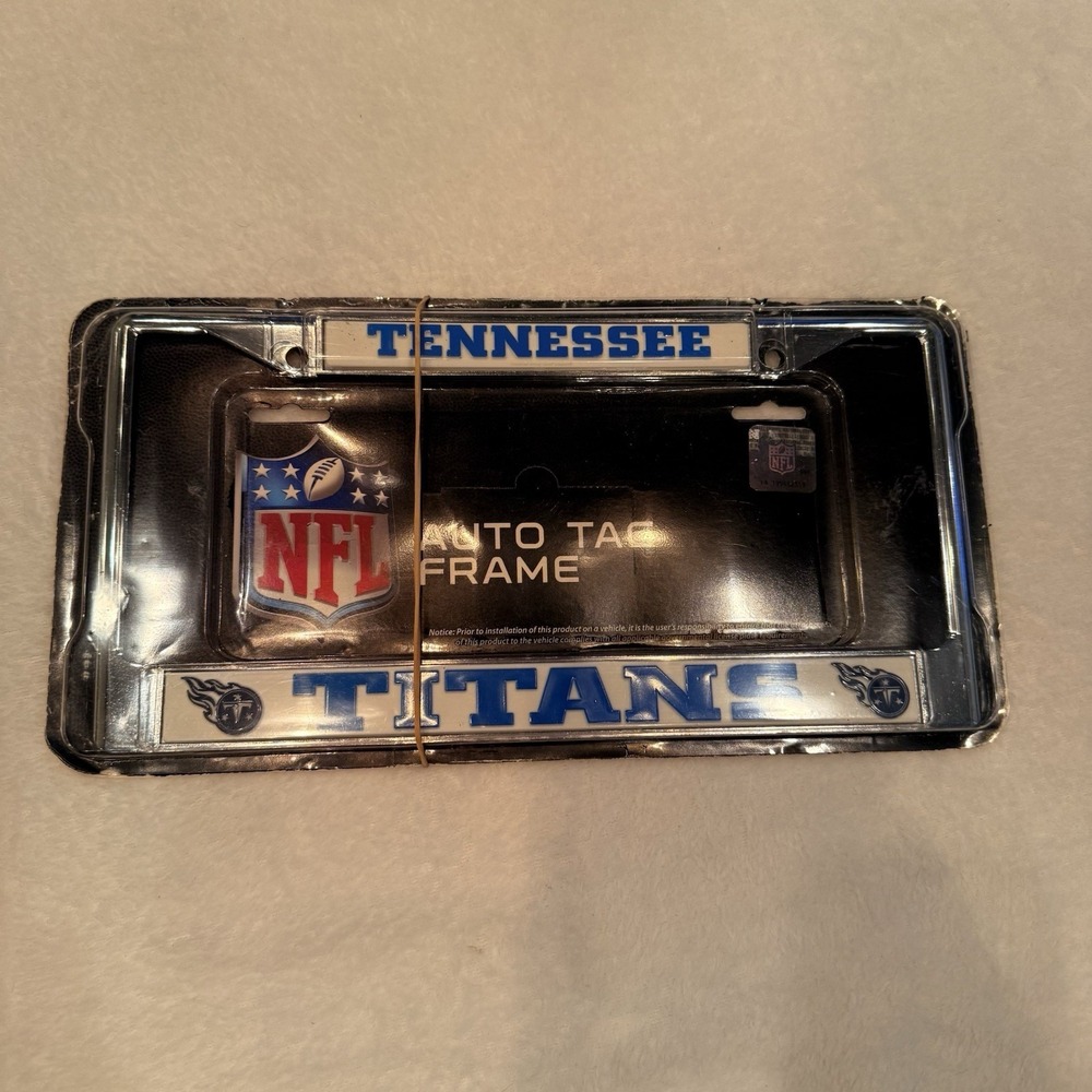 Tennessee Titans Chrome License Plate Frame NFL Metal Auto Tag Holder NEW In Pkg